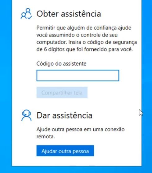 dar assistência windows 10