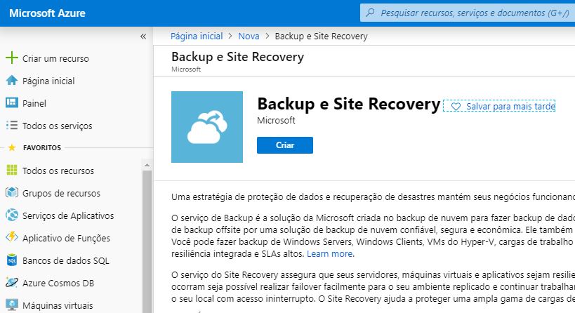 backup e site recovery