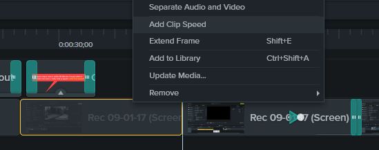 add clip speed camtasia