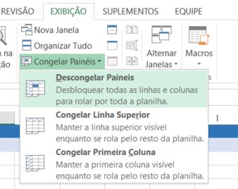 congelar painéis no excel