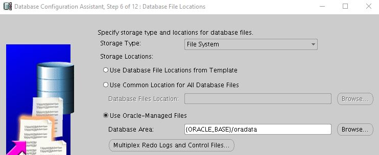 database file locations oracle