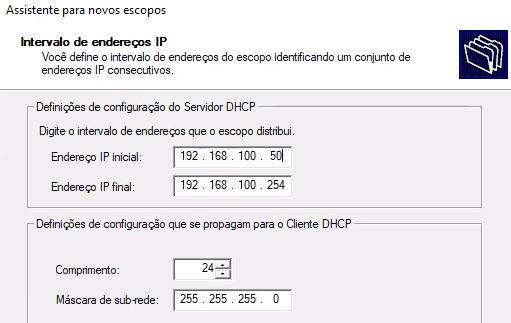 configurar faixa ip windows server