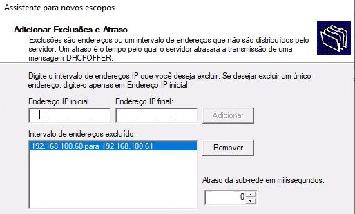 exclusão de atraso windows server