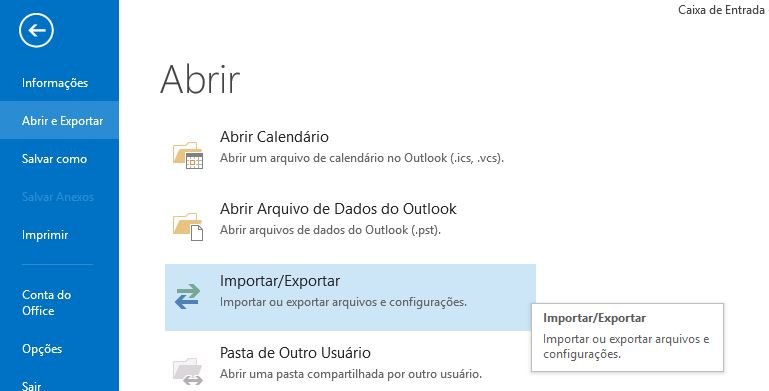 exportar e importar contatos no outlook
