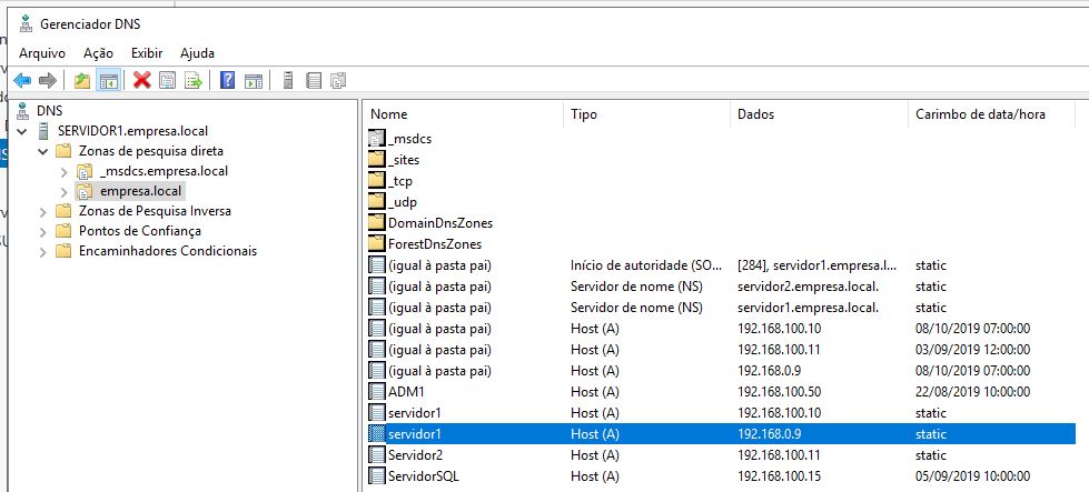 gerenciador dns windows server