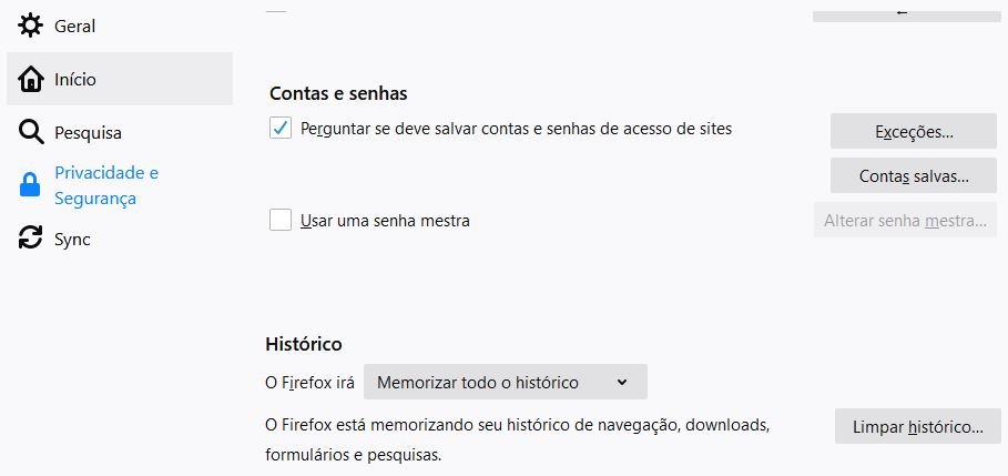 limpar dados de navegacao