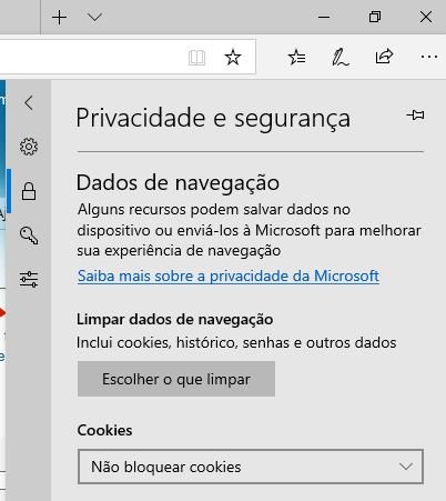 limpar dados de navegacao