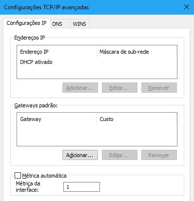 configurações tcp ip