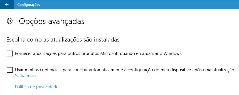 opções avançadas do windows