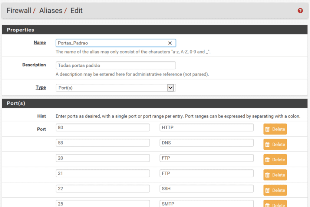 aliases pfsense