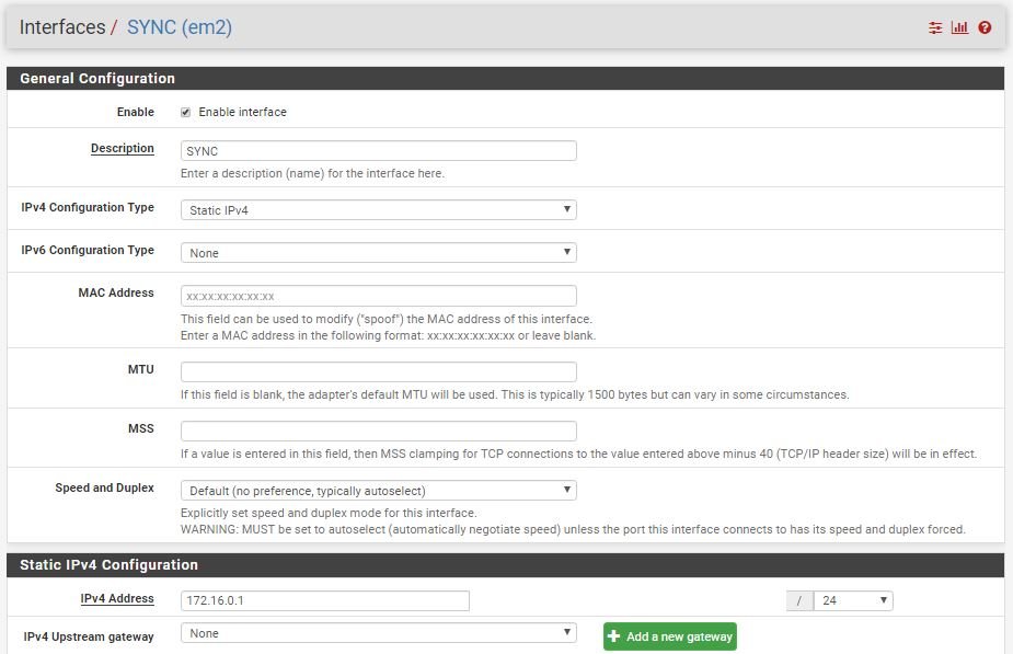 SYNC pfsense