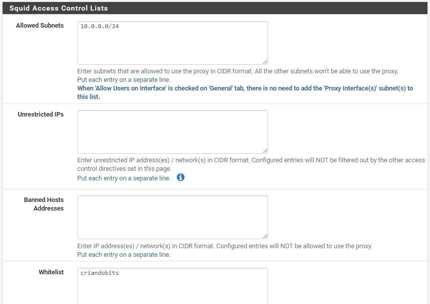 squid access control lists pfsense