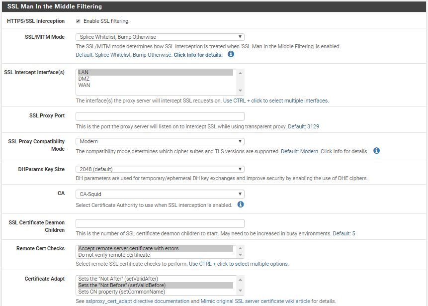 ssl man in the middle filtering pfsense