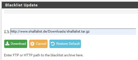 blacklist update pfsense