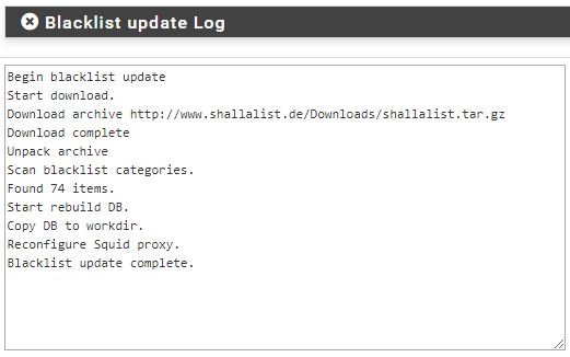 blacklist update log pfsense