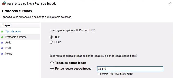 protocolo e portas windows server