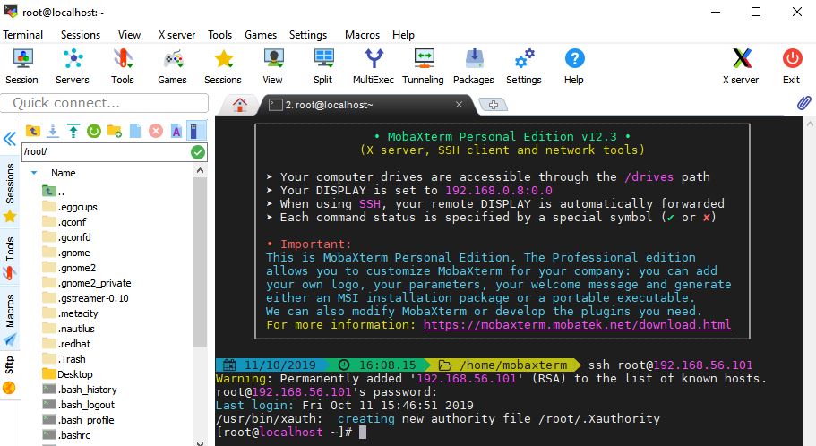 oracle linux server mobaxterm