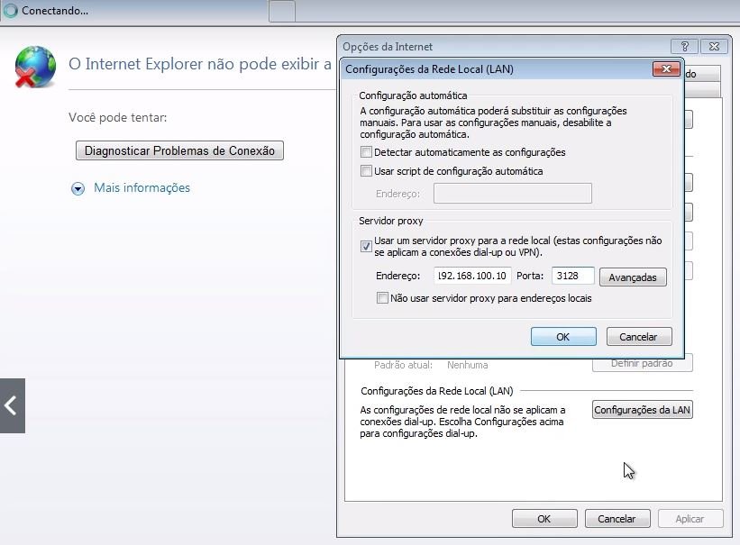 configurações da rede local lan