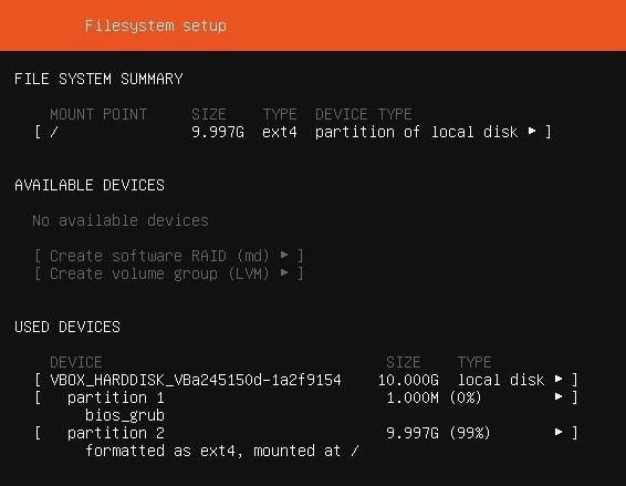 ubuntu server filesystem setup