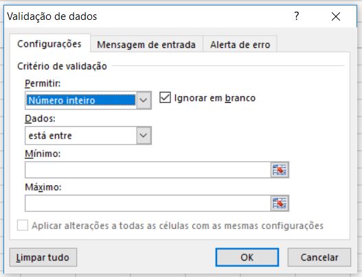 validação de dados no excel