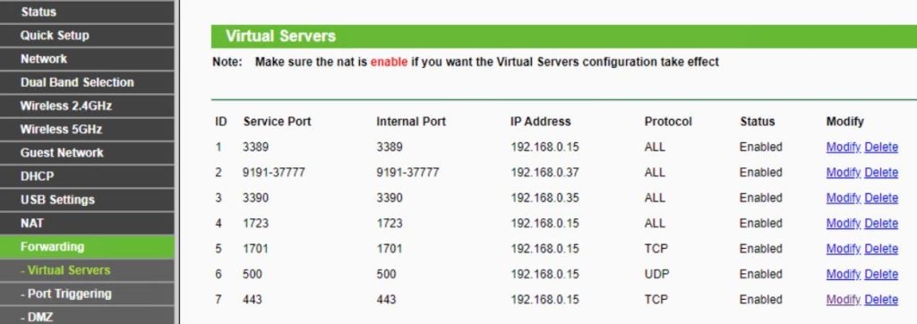 configuração de roteador vpn