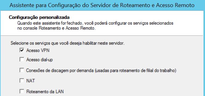 assistente de configuração do servidor remoto