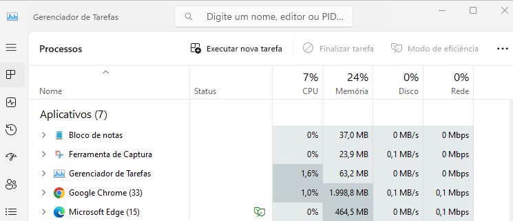 windows gerenciador de tarefas