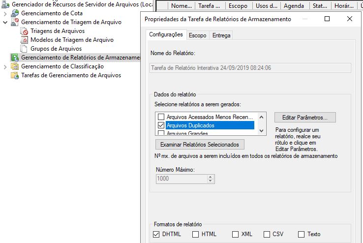 gerenciamento de relatórios windows server