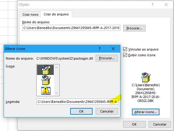 anexar arquivo no excel