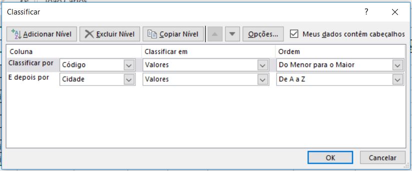classificação avançada excel