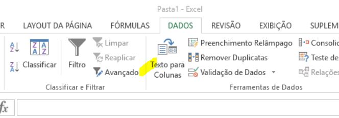 filtro avançado excel