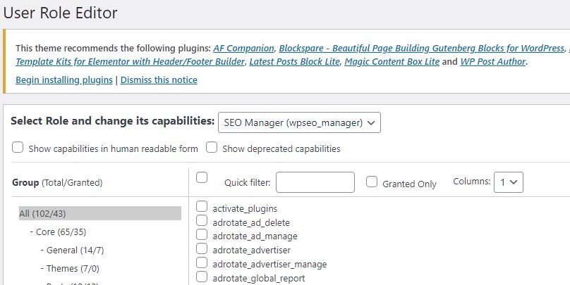 User Role Editor plugin