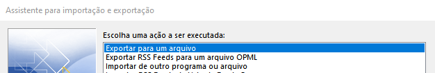 exportar para um arquivo pst outlook