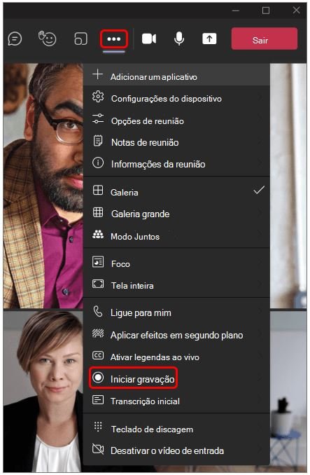 Gravar reunião no Teams