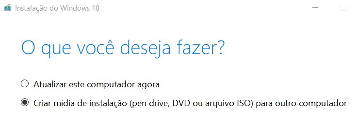 mídia de instalação windows 10