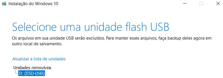 mídia de instalação windows 10