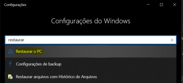 restauração do windows