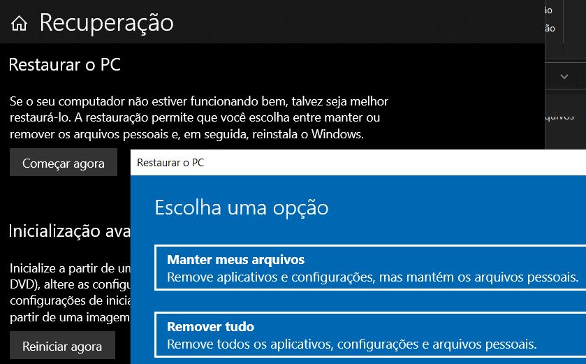 restaurar o pc no windows