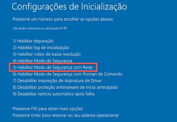 modo de segurança em rede windows