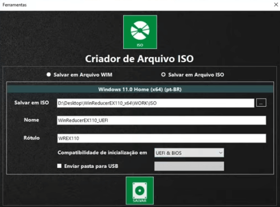 winreducer criar arquivo iso