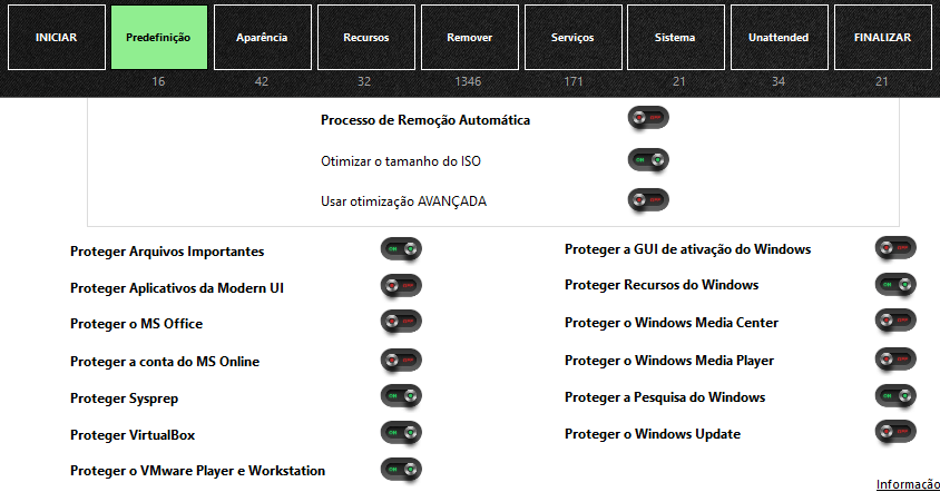 winreducer predefinições