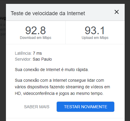 medir velocidade da internet