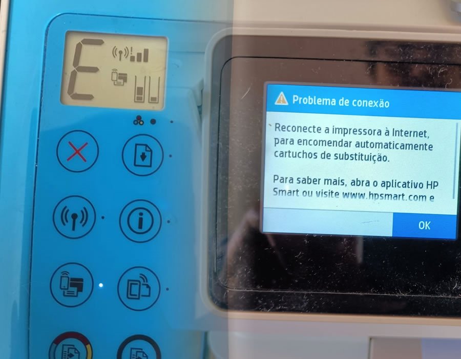 impressora aviso de erros