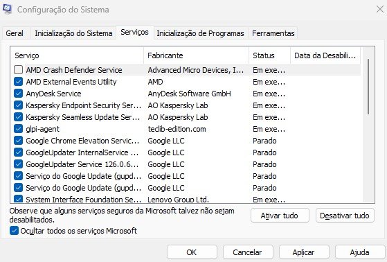 configuração do sistema no Windows 11