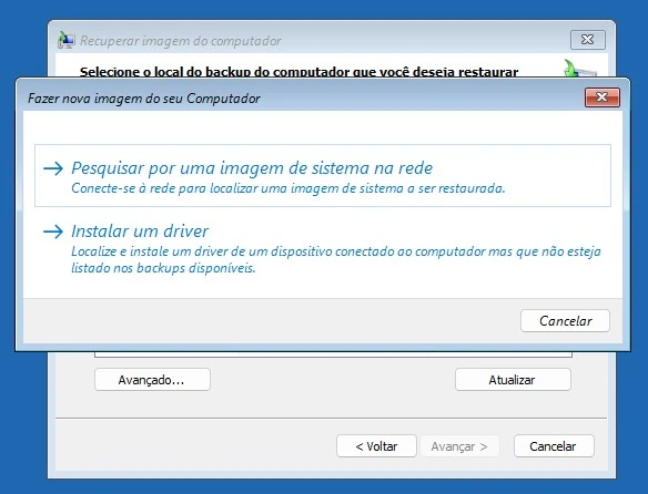 windows caminho imagem recuperação