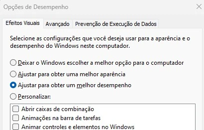 windows melhorar o desempenho