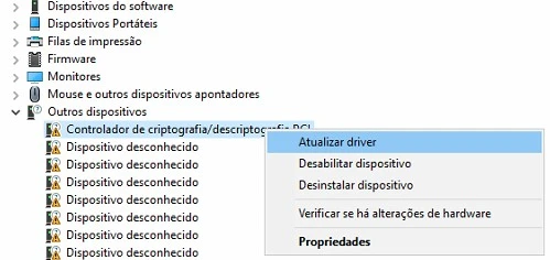 windows gerenciador de dispositivos atualizar drive