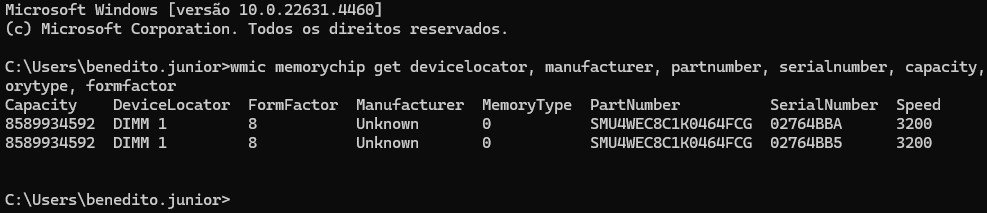 prompt comando windows info ram