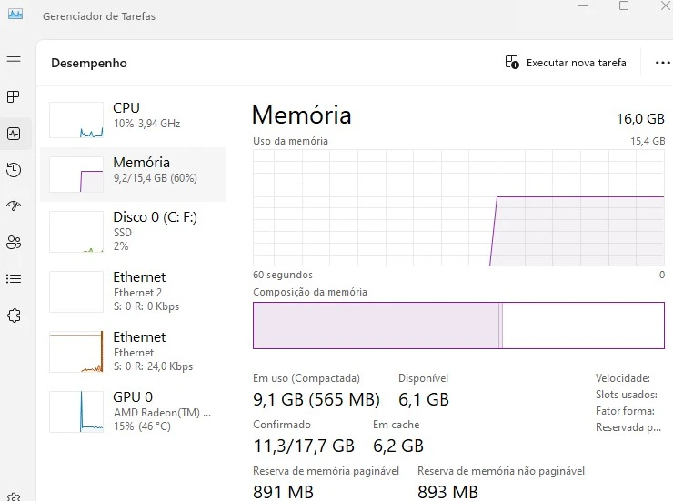 windows 11 desempenho ram