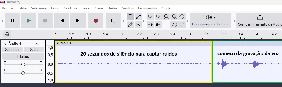 captação de ruidos audacity